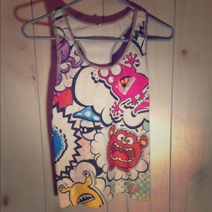 Cute colorful cartoon monster tank top